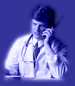 Doctor dictating a report